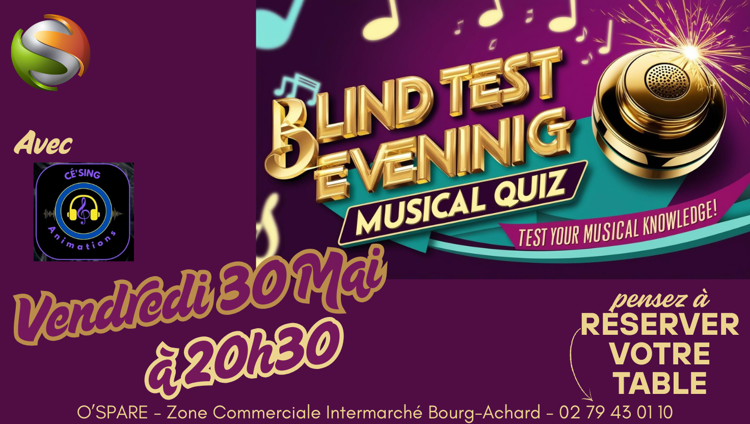 Featured image for “🎵 Soirée Blind Test – Quiz Musical 🎉”