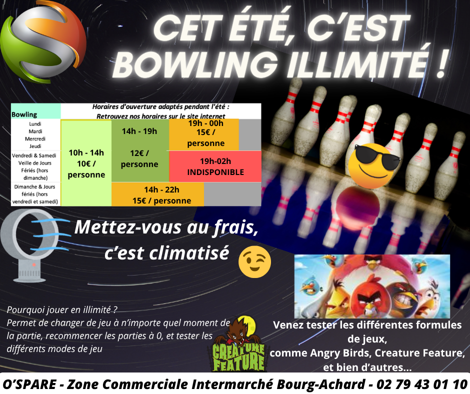 Featured image for “Cet été, c’est Bowling illimité dans un espace climatisé !”